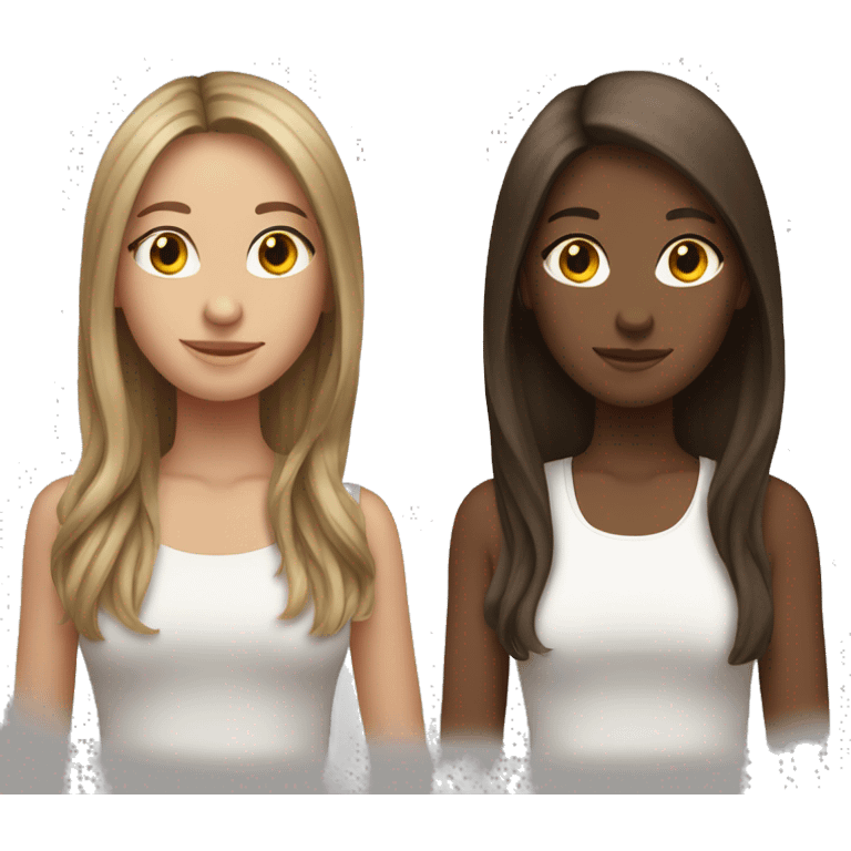 Two female Teenager best Friends with Brown hairs one has shoulder length hair and the other Long hair emoji