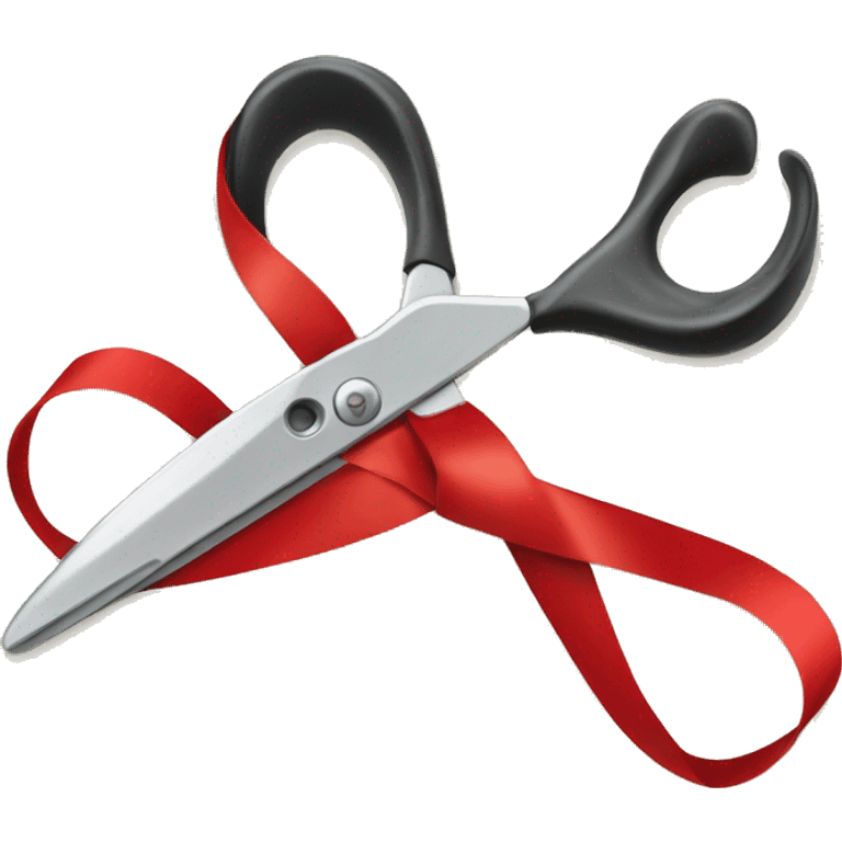 Scissors cutting a red ribbon emoji