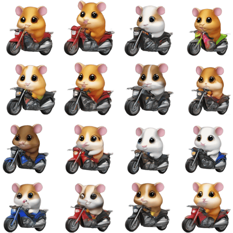 hamsters bikers on road driving motorbikes  emoji