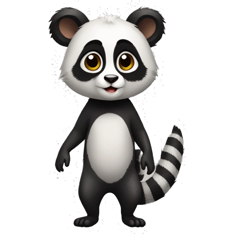 Cute panda-lemur-raccoon-hybrid full body emoji