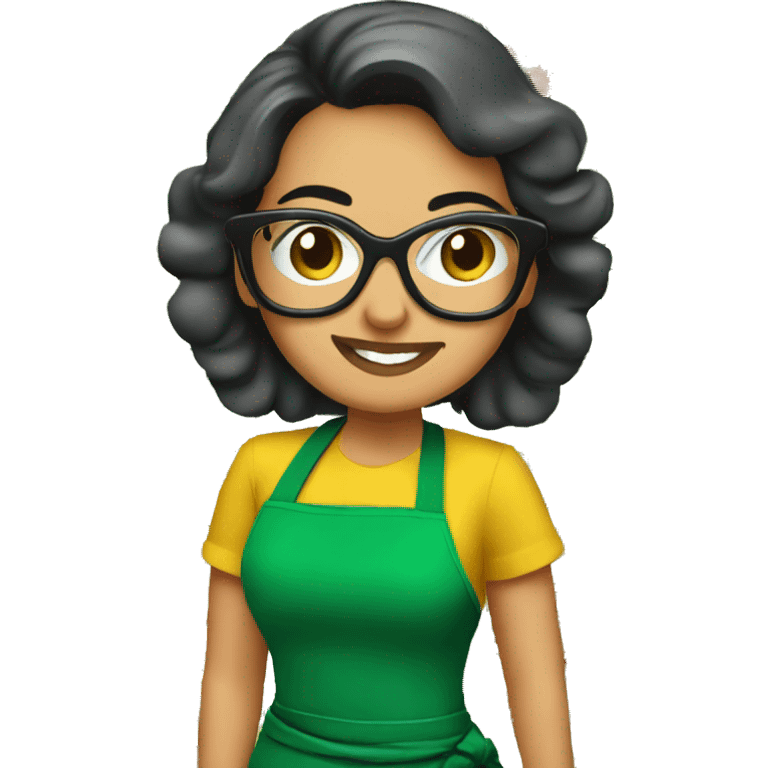 mexican lady green apron  with glasses cooking tacos emoji