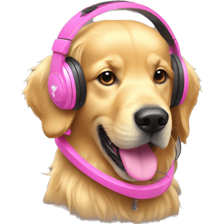 golden retriever with pink gaming headset emoji