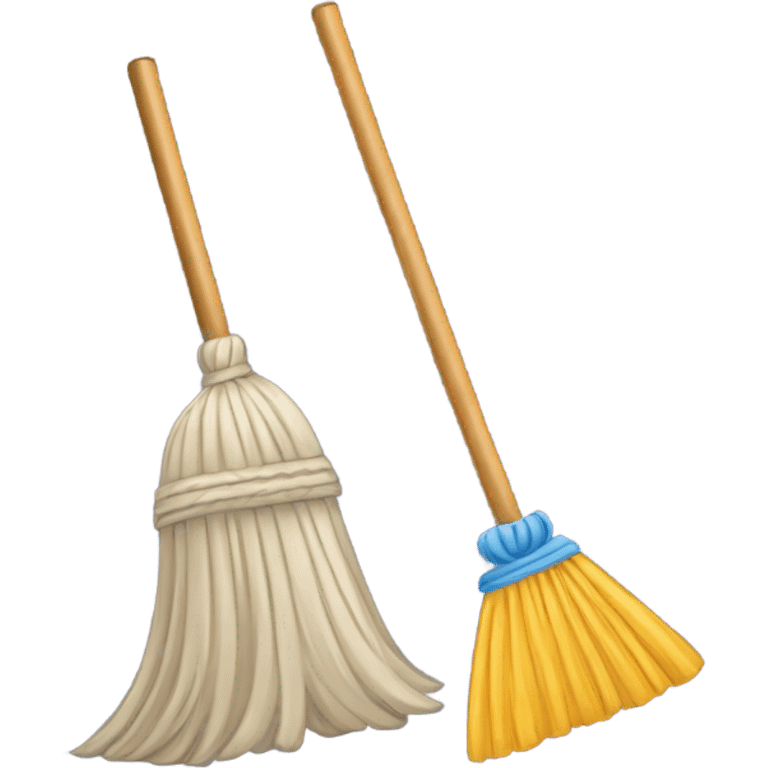 broom and mop crossed emoji