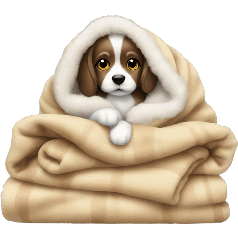 christmas fluffy blanket with puppy emoji