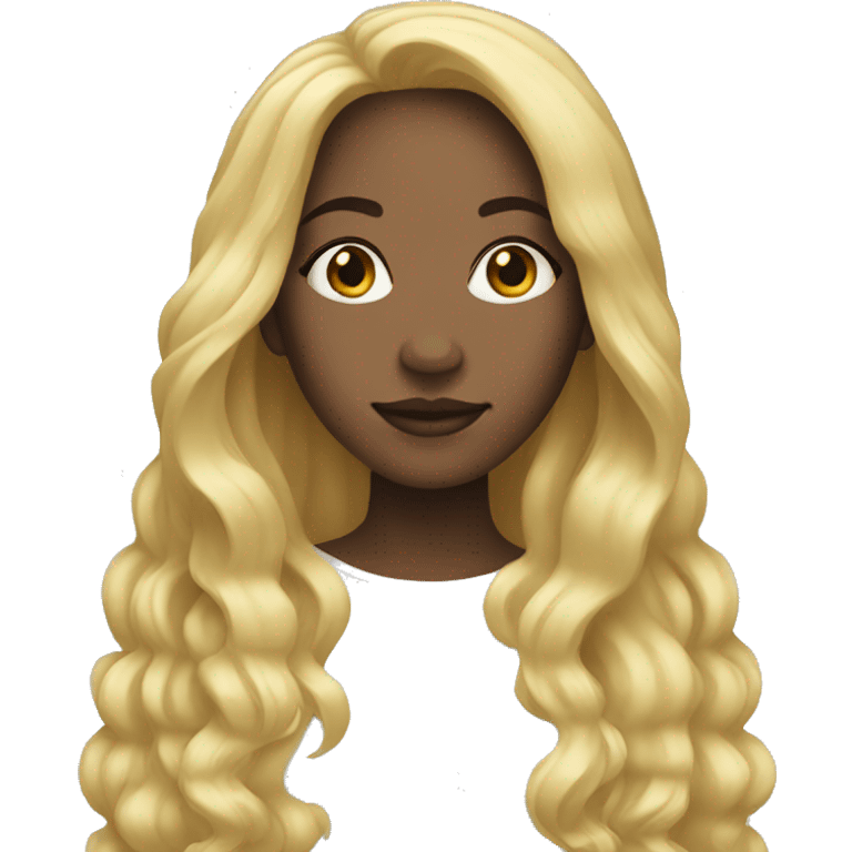 Black woman with Blonde long hair woman  emoji