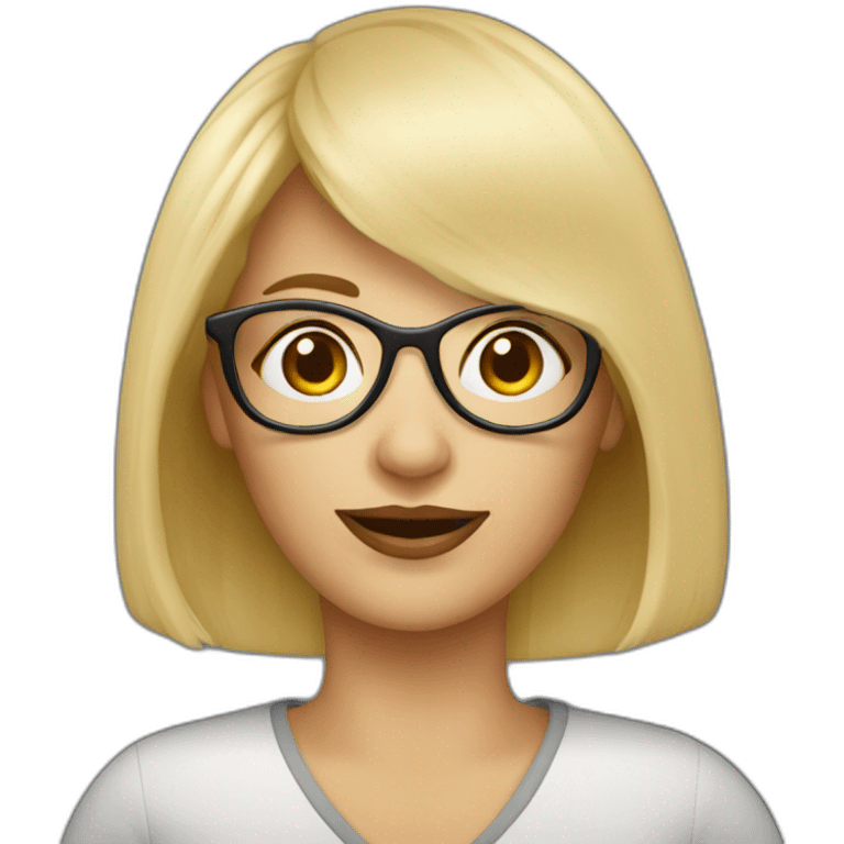 femme 50 ans blonde avec frange à lunette emoji