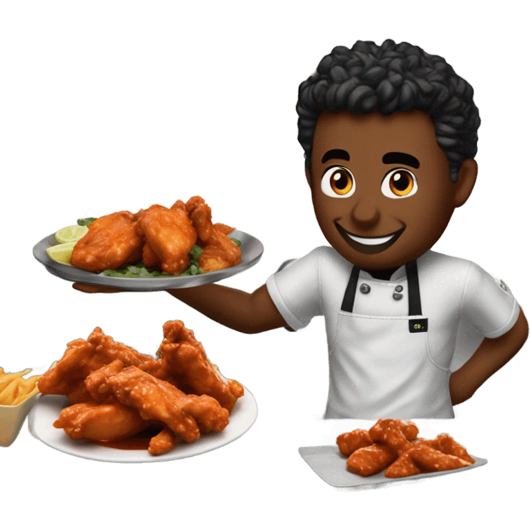 make me (stefan) working in a buffalo wing restaurant called wingman’s emoji