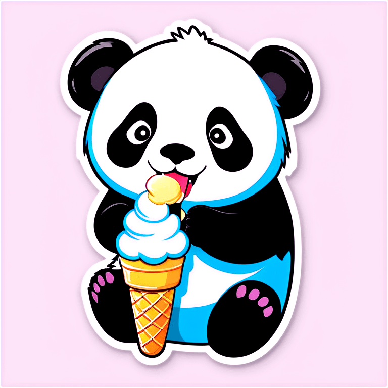 Panda eating ice cream emoji