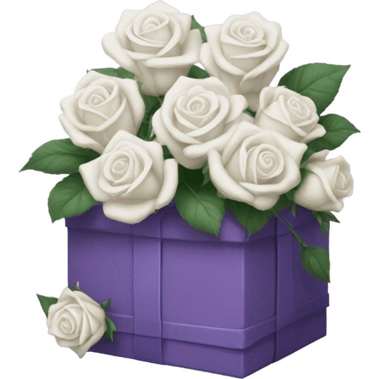 pruple box with white roses emoji