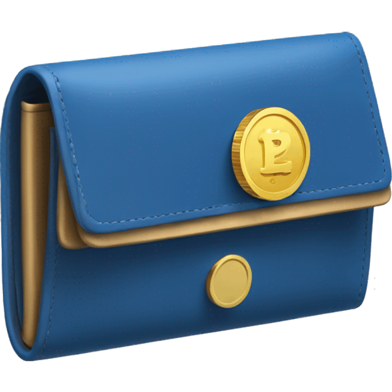 A blue wallet with a gold coin in front of it emoji