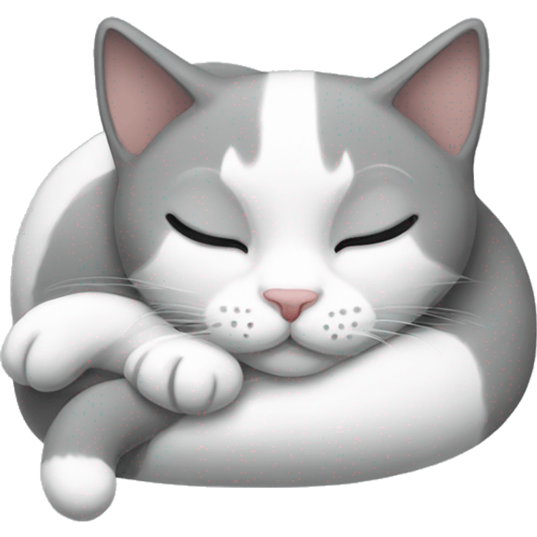 Grey and white kitty sleep emoji