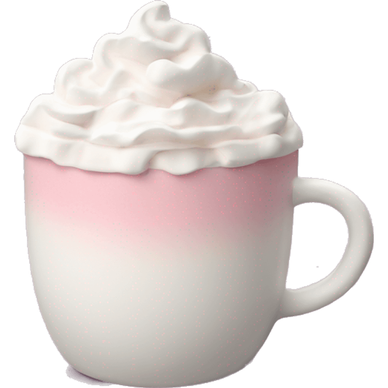 Pink hot chocolate with marshmallows and whipped cream emoji