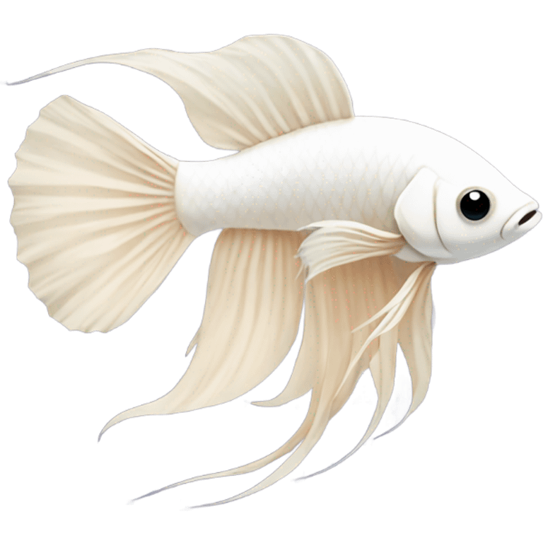 White beta fish with beige pastel emoji