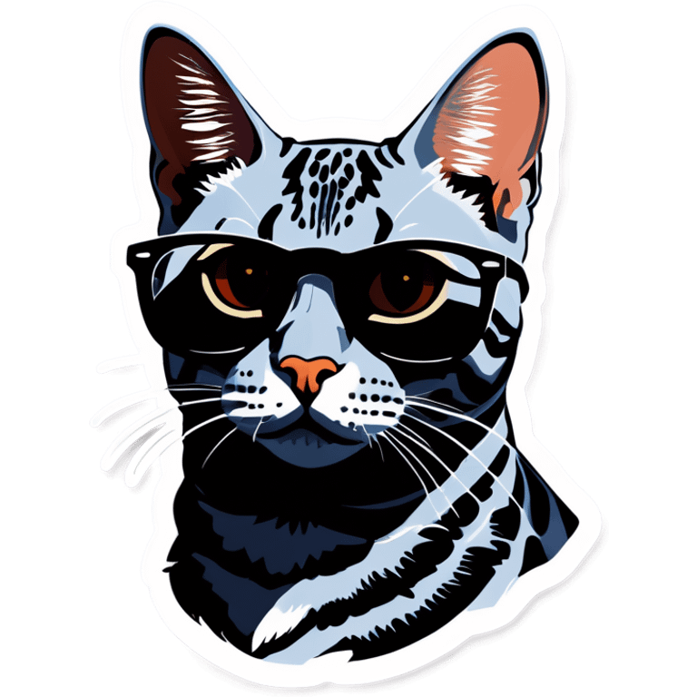 Grey Egyptian Mau with sunglasses emoji