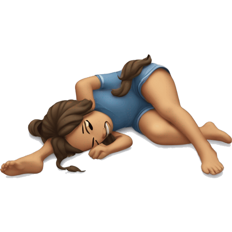 Girl laying on her stomach kicking her feet emoji