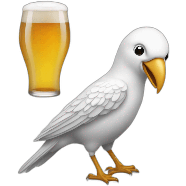 Un oiseau blanc qui boit une beer emoji