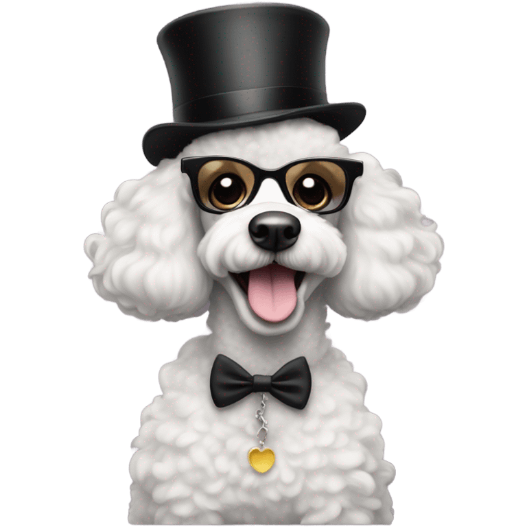 Poodle with glasses and tophat emoji