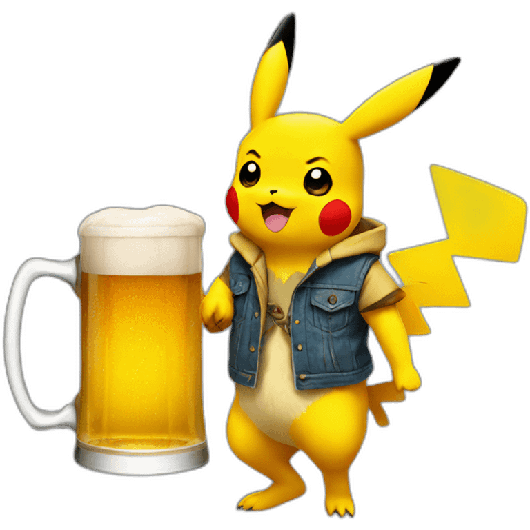 pikachu with beer emoji