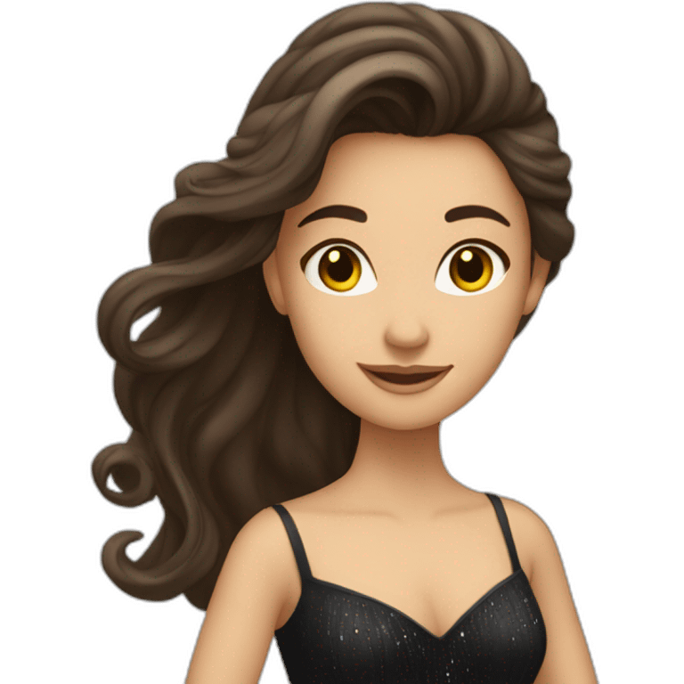 a brunette with long hair who dances ballroom dancing emoji