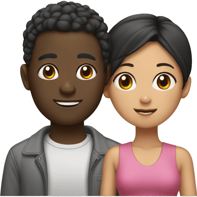 Black guy and Asian girl emoji