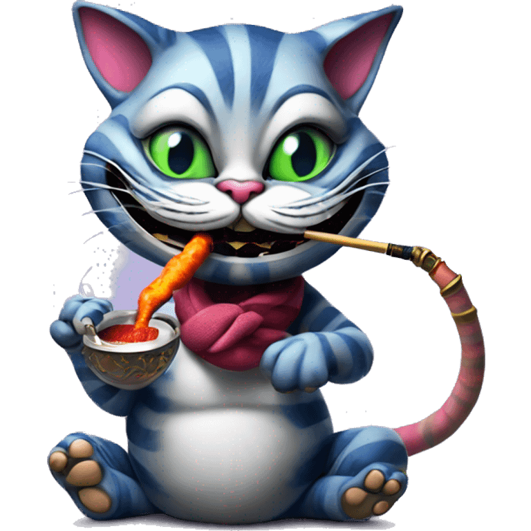 Cheshire Cat smoking a hookah, iOS emoji style art emoji