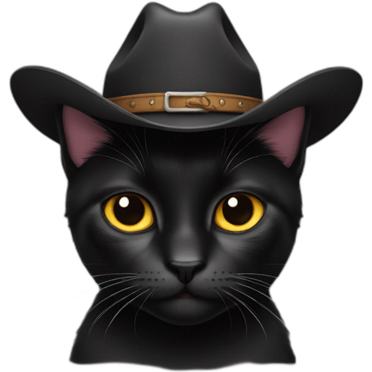 black cat wearing a cowboy hat emoji