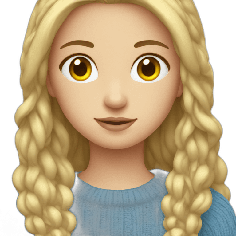 White Girl in blue and yellow sweater emoji