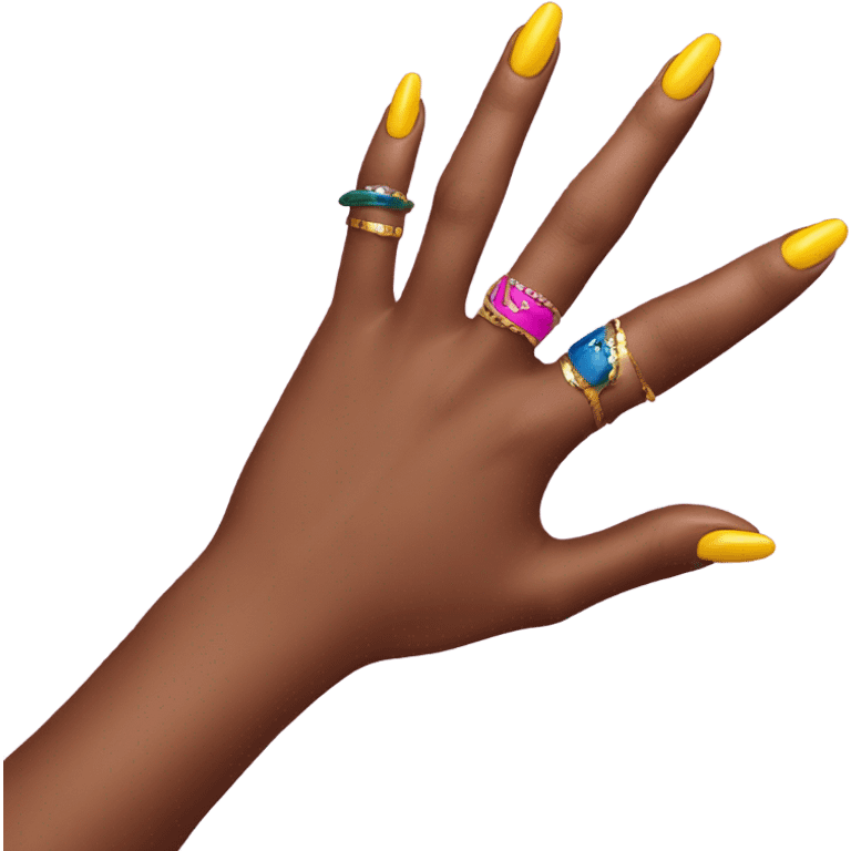 A regular emoji with baddie nails emoji