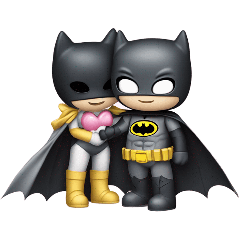 Hello kitty and Batman in love cute emoji