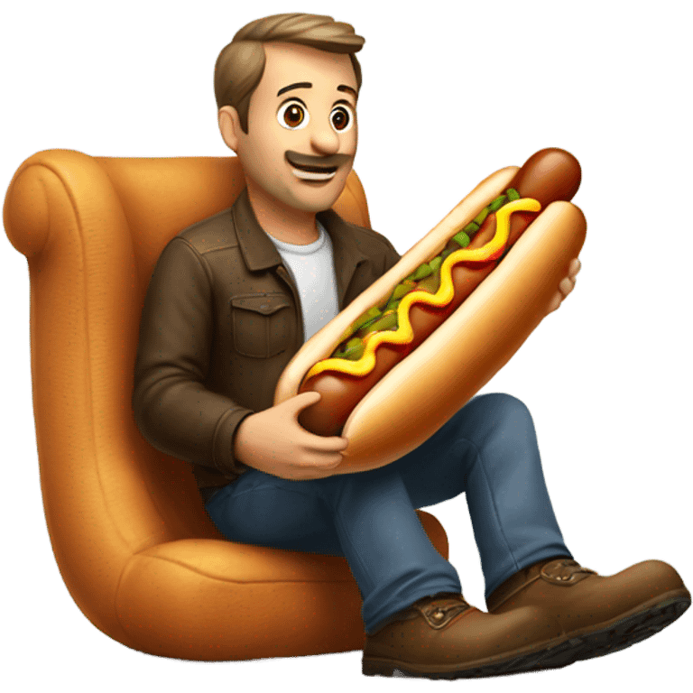 A man reading a boot shaped hotdog  emoji