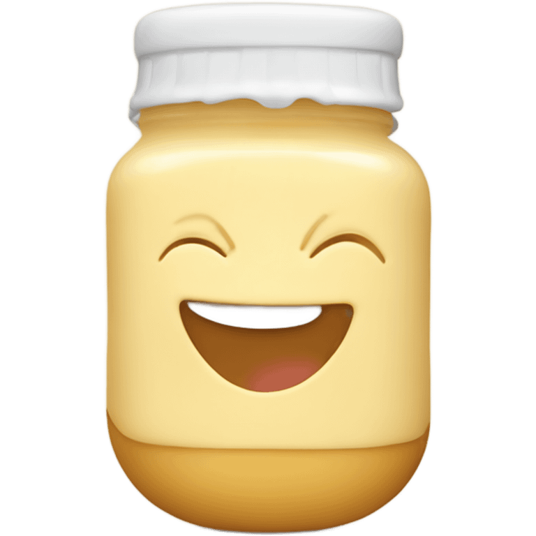 Smiling emoji with mayonnaise on top of it, blushing satisfied emoji