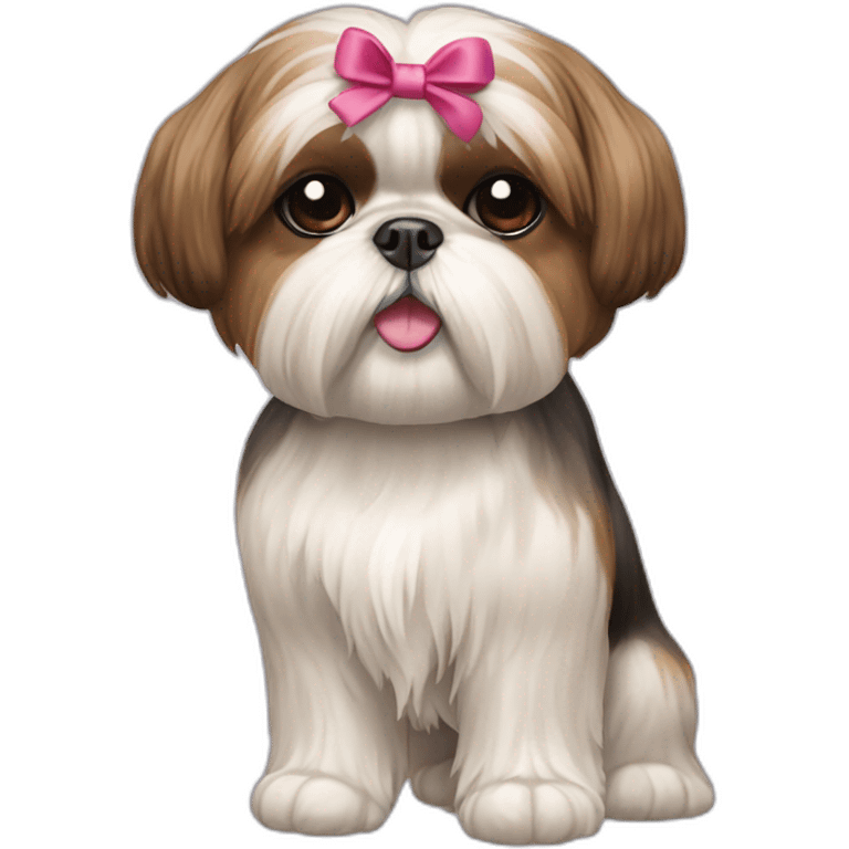 Dog Shih Tzu with a bow on head full-body emoji