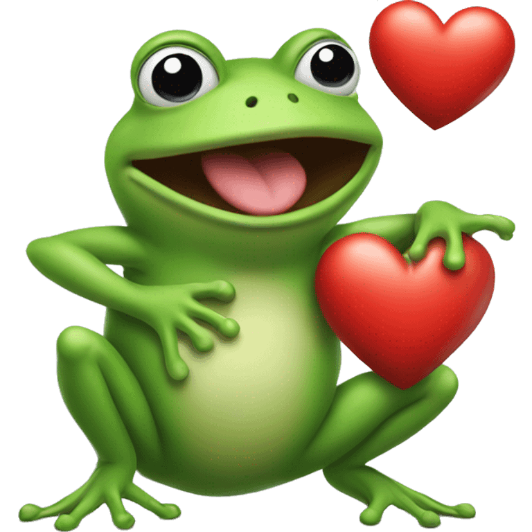 frog smacking away a heart emoji