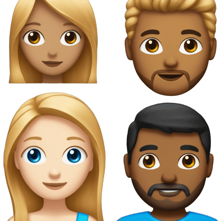 Strawberry blonde women with blue eyes with a half white half Samoan man with a beard  emoji