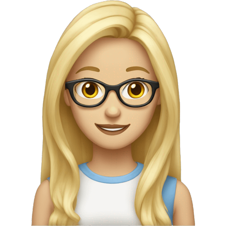 blonde nerd woman with brackets. She loves cats and plannification. She has straight blonde hair. emoji