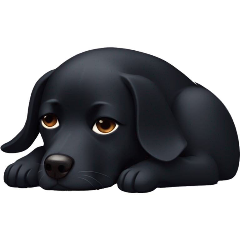 Black dog with pointy ears sleeping emoji