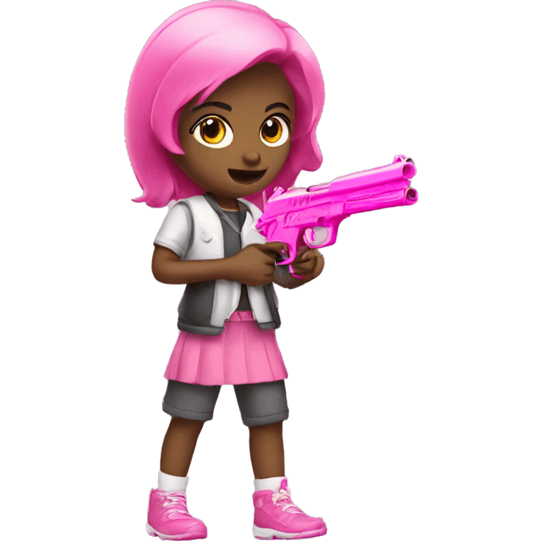 Girl with pink gun emoji