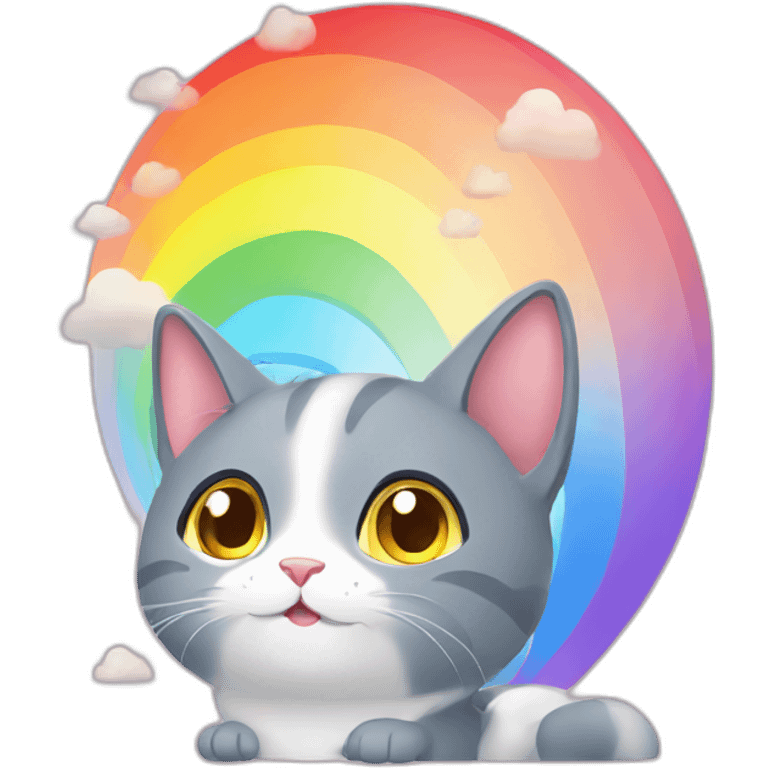 Cat watching rainbow emoji