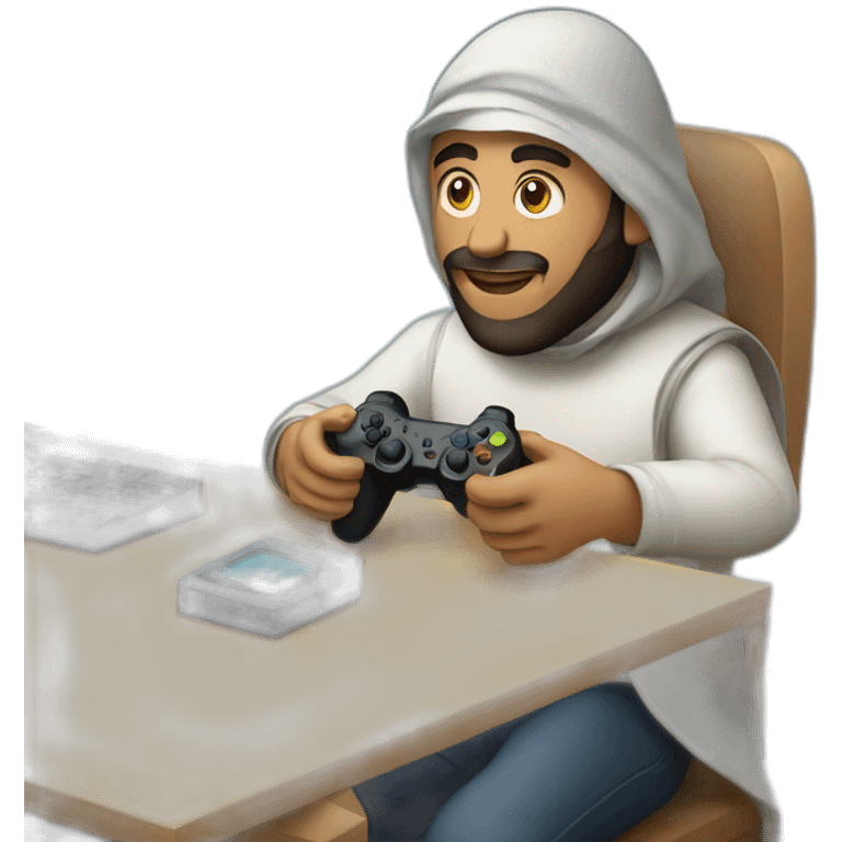 arabic men play video game with controller emoji