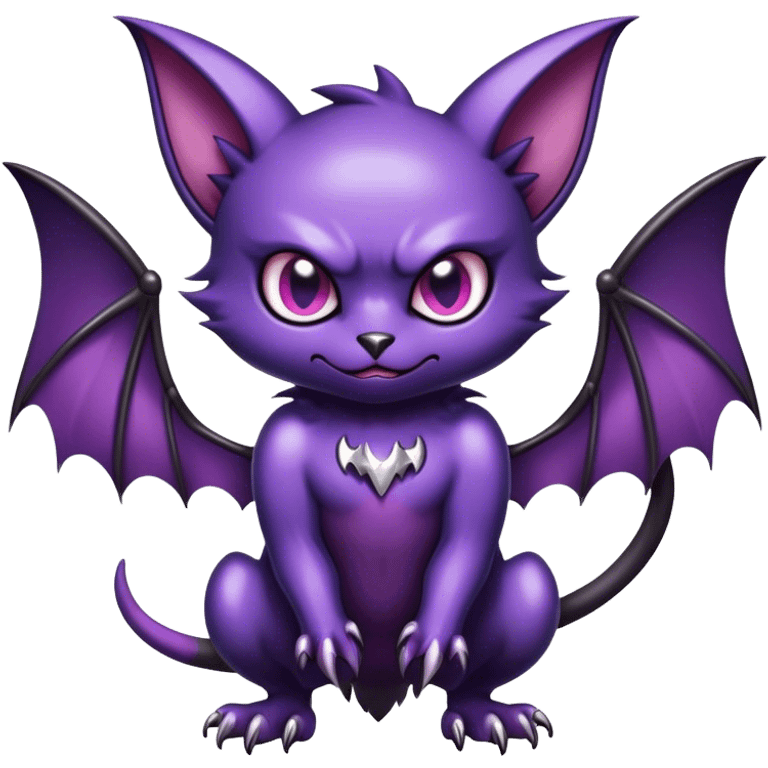 Shiny Dark Cute Cool Badass Noibat-Bat-Cat-fusion-hybrid full body emoji