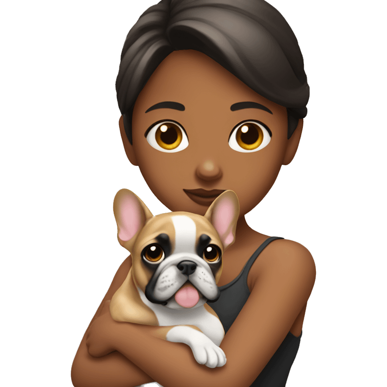 Girl holding frenchie emoji