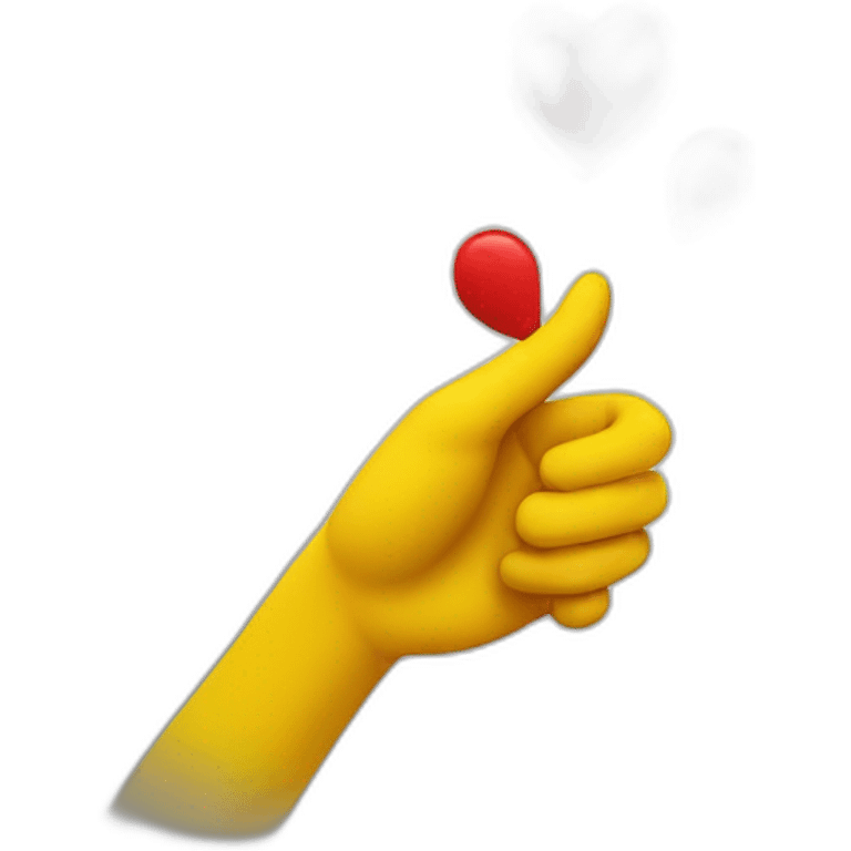 red heart upon yellow hand sideview emoji