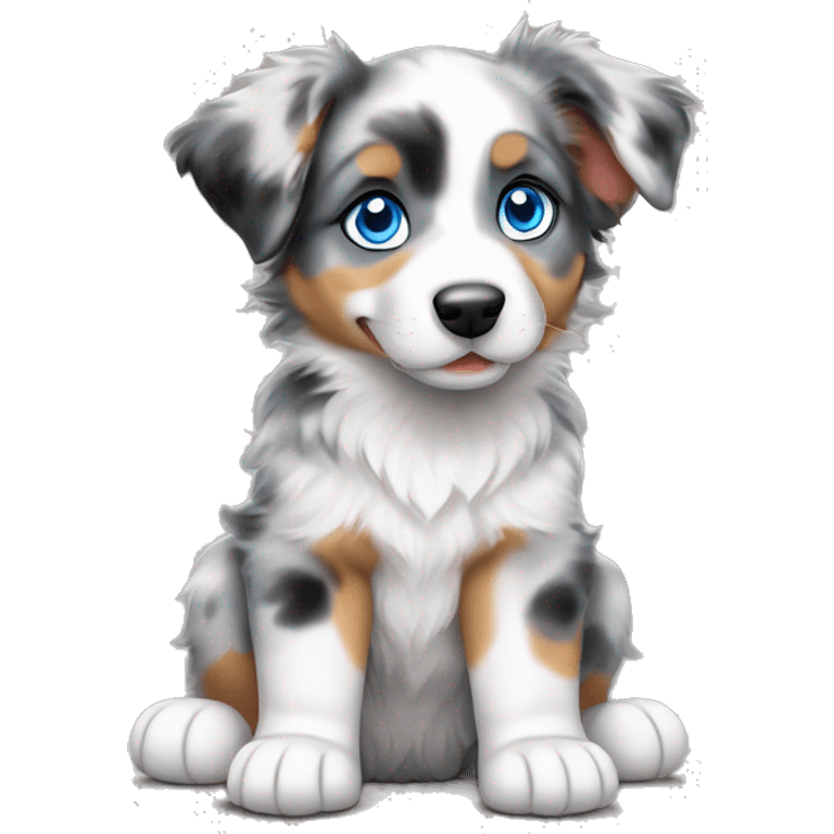 merle australian shepherd puppy with blue eyes paws at bottom  emoji