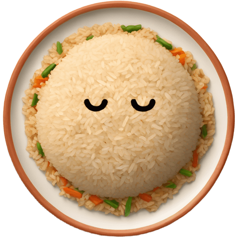 fried rice with mixed of brown rices on a terra cotta plate (no vegetables) emoji