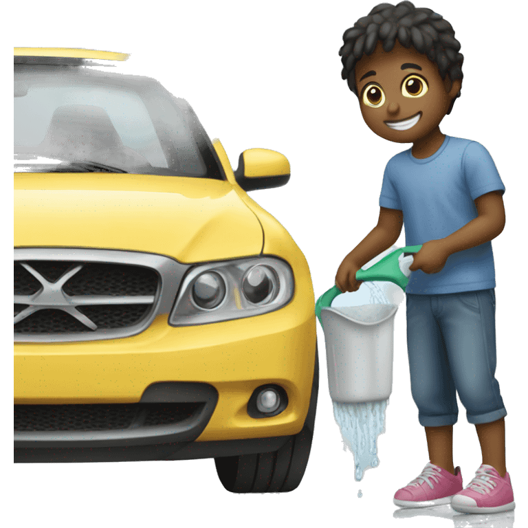 Kid washing car emoji