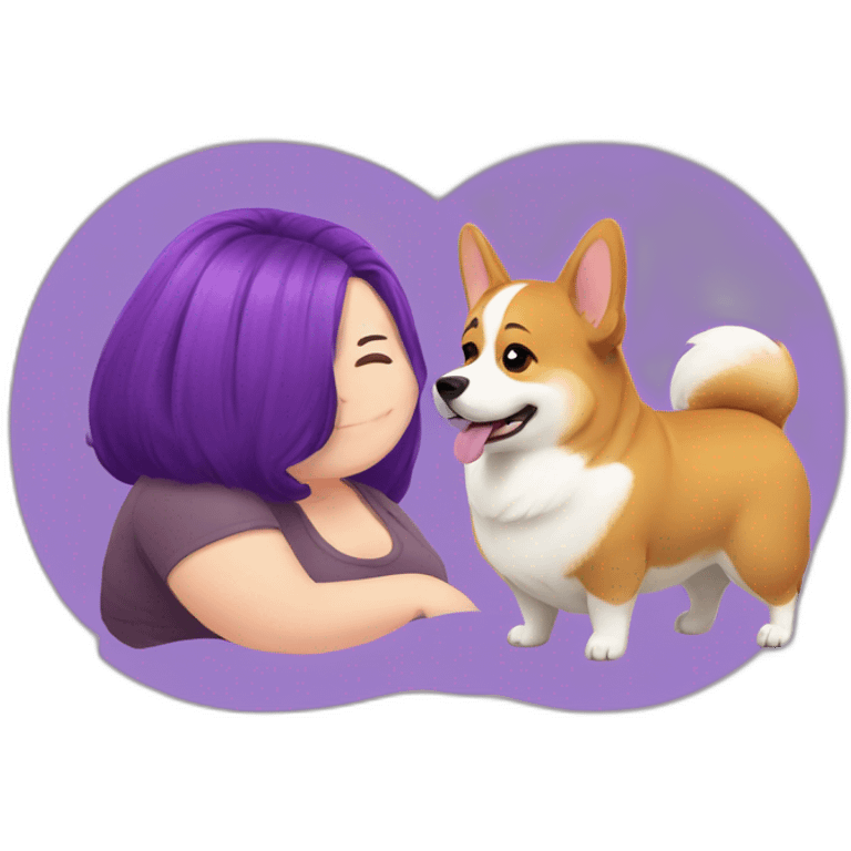 fat corgi and purple hair girl emoji