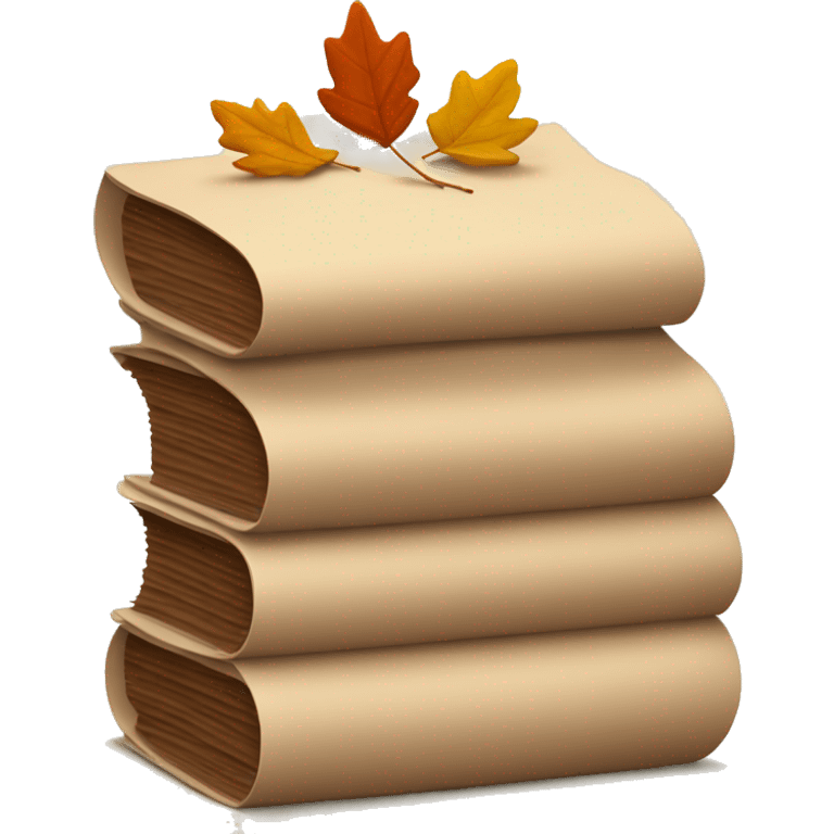 brown stack of letters and autumn leaf emoji