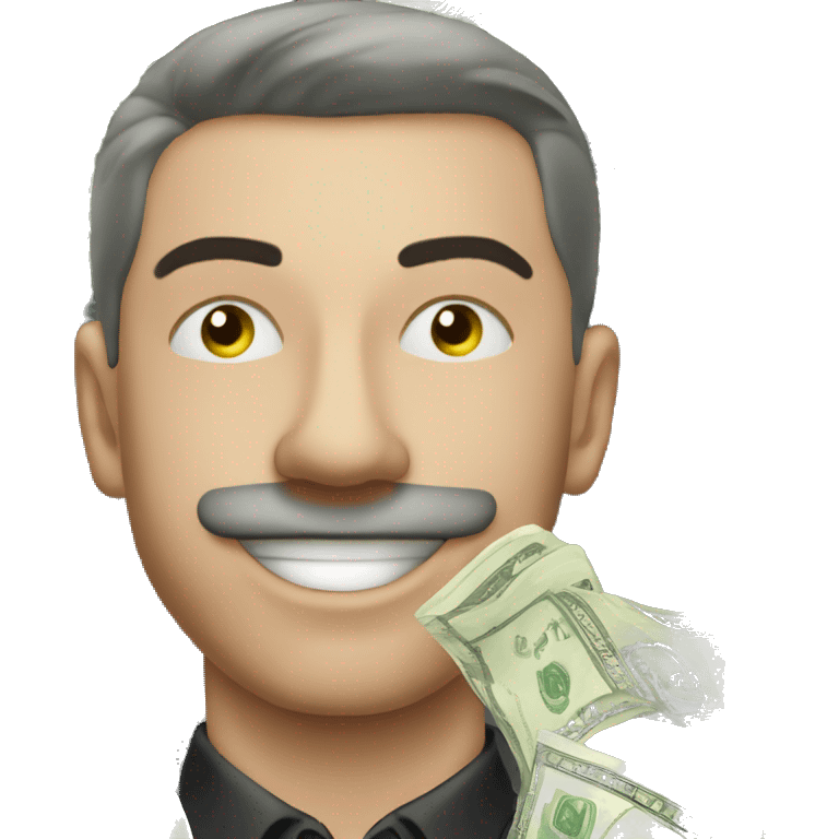 rich attractive man 30 years old winking, with money emoji