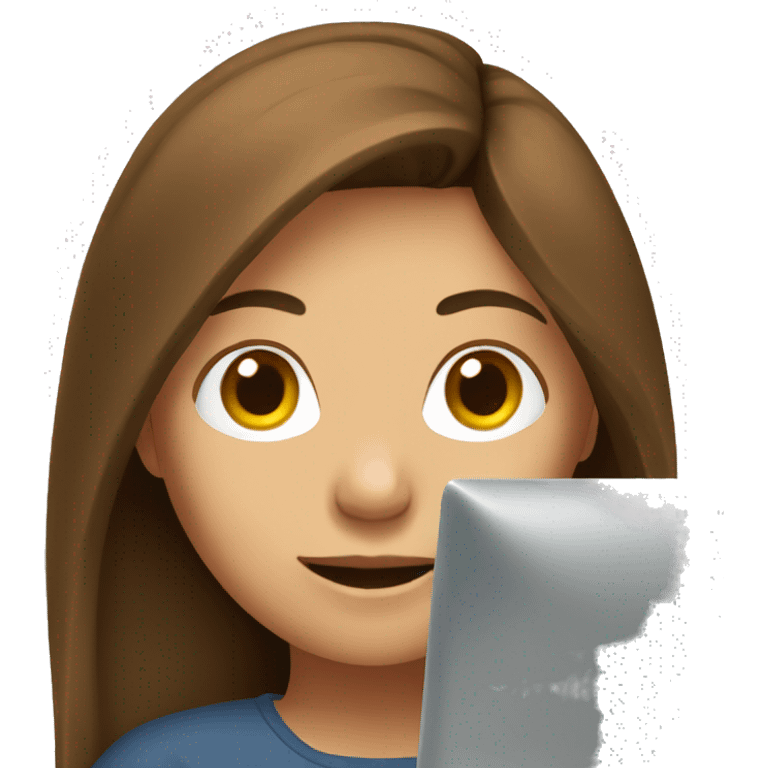 girl with brown hair on computer emoji