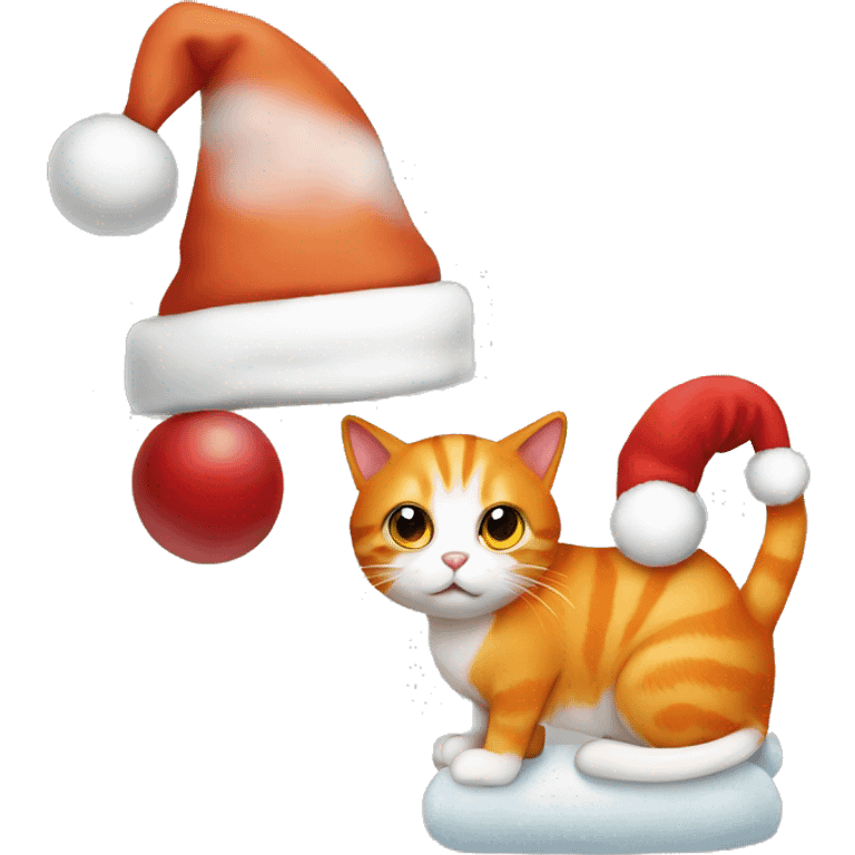 Orange cat with santa hat emoji